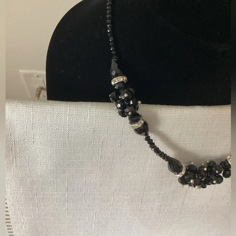 Black Cut Genuine Crystal Necklace